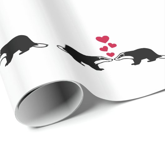 Honigdachs-Liebeherzen Geschenkpapier (Rolleneckpunkt)