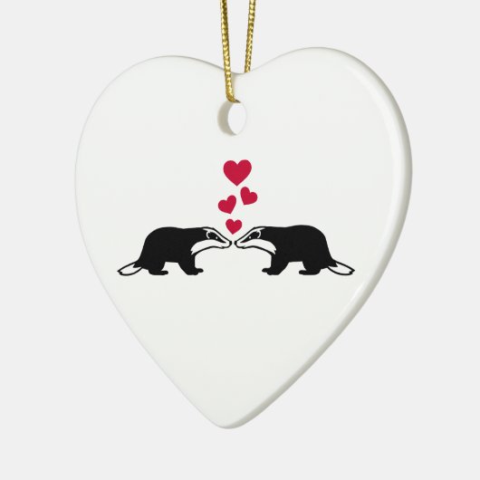 Honigdachs-Liebeherzen Keramikornament (Links)