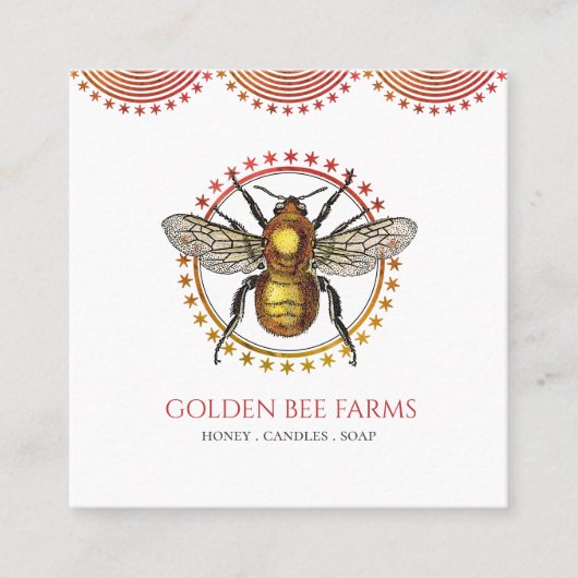 Honigerzeugnisse aus Golden Beary oder Farm Honey Quadratische Visitenkarte (Vorderseite)