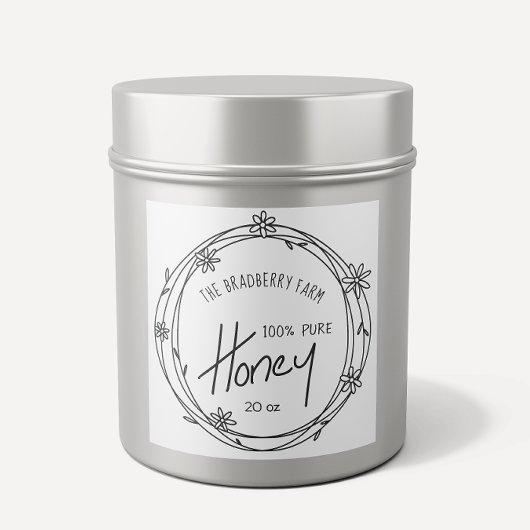 Honigetikett für Schwarz-Weiß-Doodle Quadratischer Aufkleber