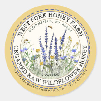 Honigetikett mit Bienen aus Creamed Wildblume Runder Aufkleber