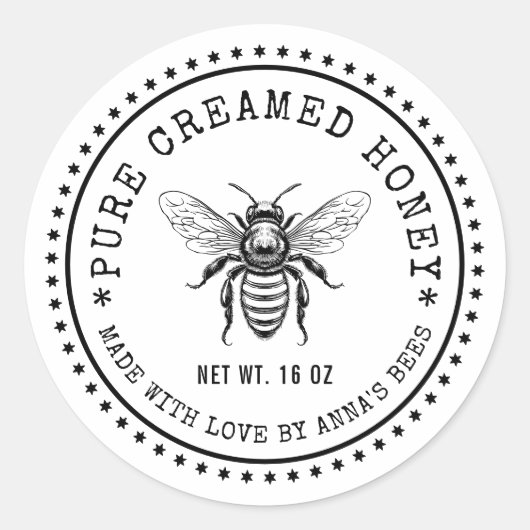 Honigetikett mit eigener Farbe Runder Aufkleber (Vorderseite)