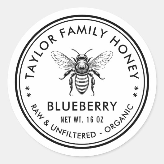 Honigetikett mit Honigbiene Runder Aufkleber (Vorderseite)