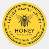 Honigetikett mit Honigbiene Runder Aufkleber (Vorderseite)