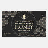 Honigetikett mit Honigwabenkraube und stilisierter Rechteckiger Aufkleber (Vorderseite)