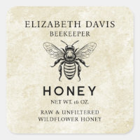 Honigetikett mit Vintager Bienenfarbe