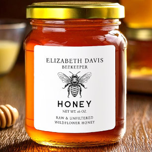 Honigetikett mit Vintager Bienenfarbe Quadratischer Aufkleber
