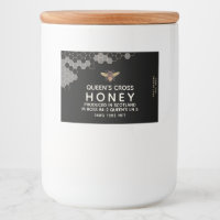 Honigetikett mit Wabenrübe und Vintagem Bienenschw
