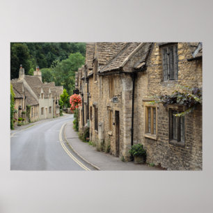 Honigfarbene Cottages in Castle Combe, UK Poster