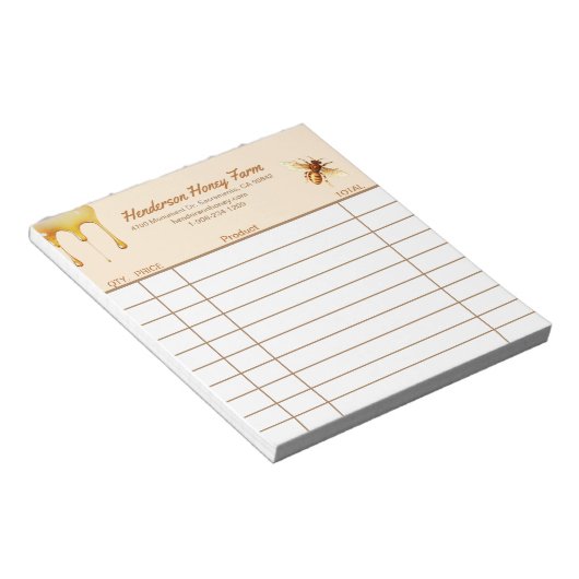 Honigfarm Kundenreportgutschein Notizblock (angewinkelt)