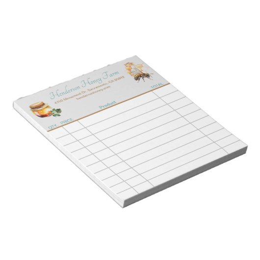Honigfarm Kundenreportgutschein Notizblock (angewinkelt)