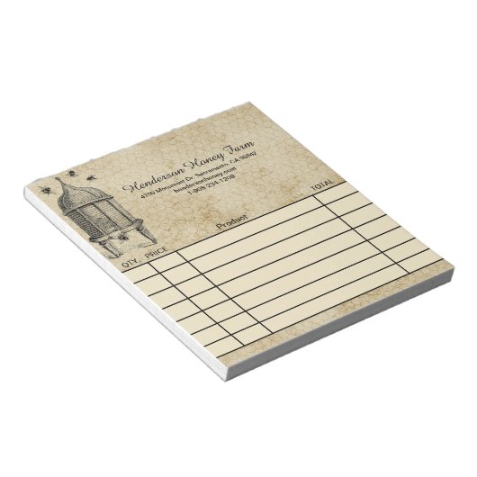 Honigfarm Vintag Look Kundenreportgutschein Notizblock (angewinkelt)