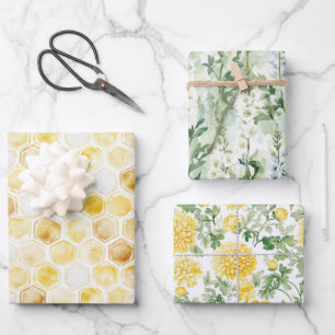 Honiggarten Blumen Weihnachten Geschenkpapier Set