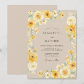 Honiggelbe Rosenhochzeit Einladung (Vorne/Hinten)