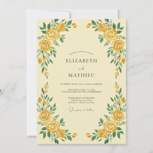 Honiggelber Kranz Hochzeit Einladung (Vorderseite)