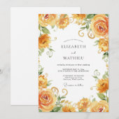 Honiggelber Rosenhochzeit-Blush Einladung (Vorne/Hinten)