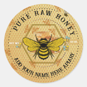 Honigglas-Aufkleber Bienen- und Honigwaben-Imker Runder Aufkleber