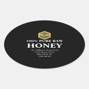 Honigglas Etikett Honigbiene und Name des Bienen Ovaler Aufkleber