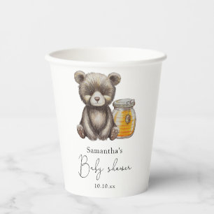 Honigglas und Teddybär-Baby-Party Pappbecher