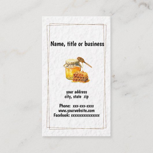Honiggläser und Honigwaben Visitenkarte (Vorderseite)
