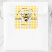 Honigjar-Etikett für Kleinbetriebe Quadratischer Aufkleber (Tasche)