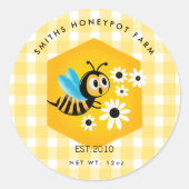 Honigjar-Etikett für kleine Unternehmen Cartoon Runder Aufkleber (Vorderseite)