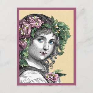 Honigkinderbienen und -Rose Postkarte