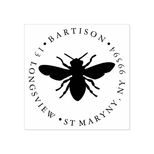 Honigknochen Biene RUNDE RÜCKSENDEADRESSE Gummistempel (Prägung)