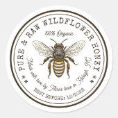 Honigkonservenaufkleber mit Biene Runder Aufkleber (Vorderseite)