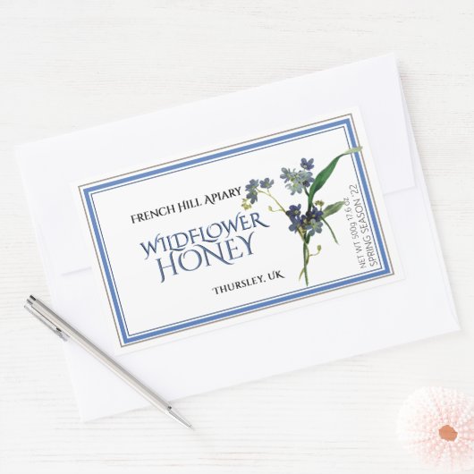 Honiglabel der blauen Wildblume (Datum der Ernte) Rechteckiger Aufkleber (Umschlag)