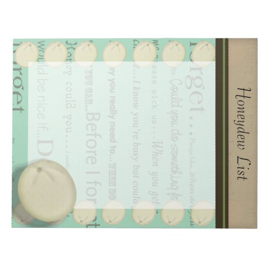 Honigliste Notizblock (Vorderseite)