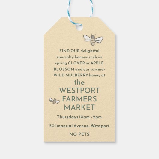 Honigmarke mit stilisierten Blume und niedlichen B Geschenkanhänger (Rückseite)