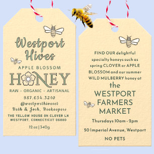 Honigmarke mit stilisierten Blume und niedlichen B Geschenkanhänger
