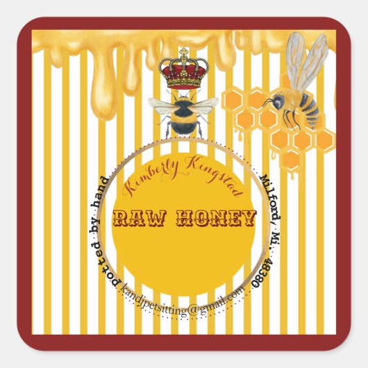 Honigmarke Quadratischer Aufkleber (Vorderseite)
