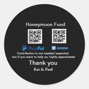 Honigmond Fonds PayPal Venmo QR-Code danke Runder Aufkleber