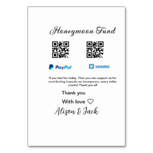 Honigmond-Fonds Venmo PayPal-Spende Q R Paar Tischnummer