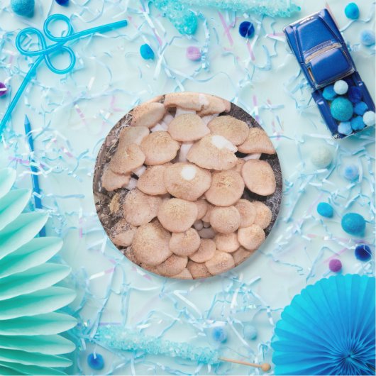 Honigpilze, die auf einer Papiertüte Pappteller (Party)