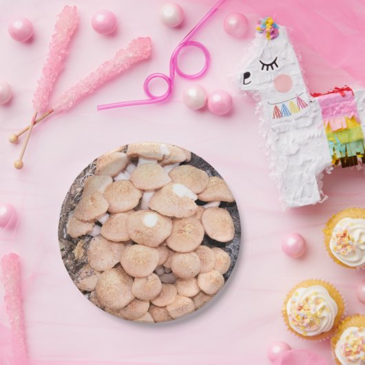 Honigpilze, die auf einer Papiertüte Pappteller (Party)