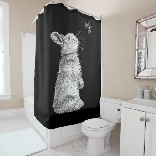 Honigrabbe und Hummeln| Bunny Lover Geschenk Duschvorhang (Beispiel)