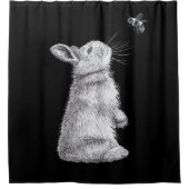 Honigrabbe und Hummeln| Bunny Lover Geschenk Duschvorhang (Vorderseite)