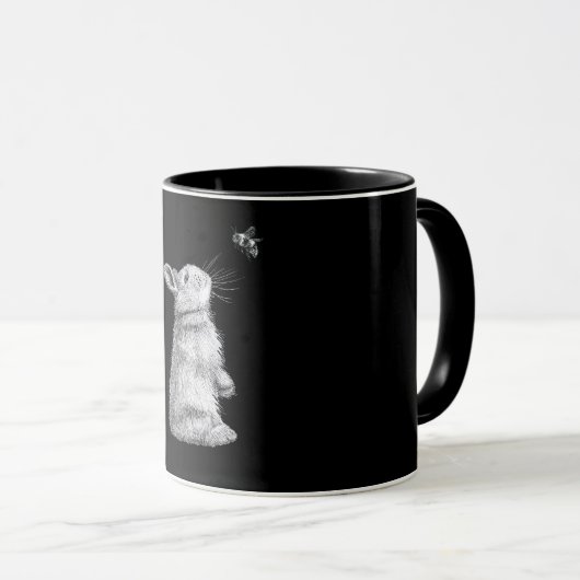 Honigrabbe und Hummeln| Bunny Lover Geschenk Tasse (VorderseiteRechts)