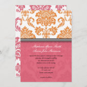 Honigsauce und KorallenDamast Einladung zur Hochze (Vorne/Hinten)