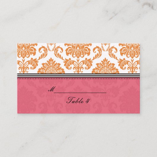 Honigsauckerkarte und Mandarine Damask Plecards Platzkarte (Vorderseite)