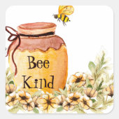 Honigtopf der Bienenart Quadratischer Aufkleber (Vorderseite)