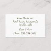 Honigtopf und Blume Fresh Honey Business Card Visitenkarte (Rückseite)