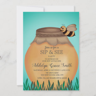 Honigtopf und Honigbiene trinken Baby Shower Einladung