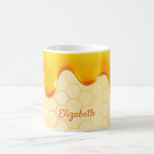 Honigtropfende Honigwabenmuster Kaffeetasse
