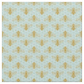Honigwabe Aquamarin und Bienen Stoff (Nahaufnahme)
