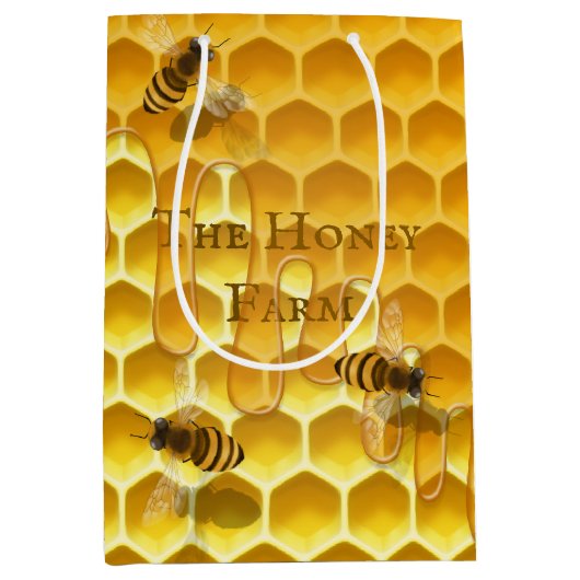 Honigwabe & Bienen Custom Beekeeper Shopping Bag Mittlere Geschenktüte (Vorderseite)