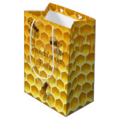 Honigwabe & Bienen Custom Beekeeper Shopping Bag Mittlere Geschenktüte (Rückseite Schrägansicht)